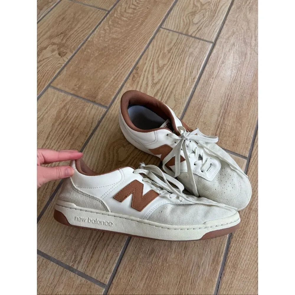 New Balance BB80 White Leather Brown Suede Lifestyle Sneakers Men’s 9.5